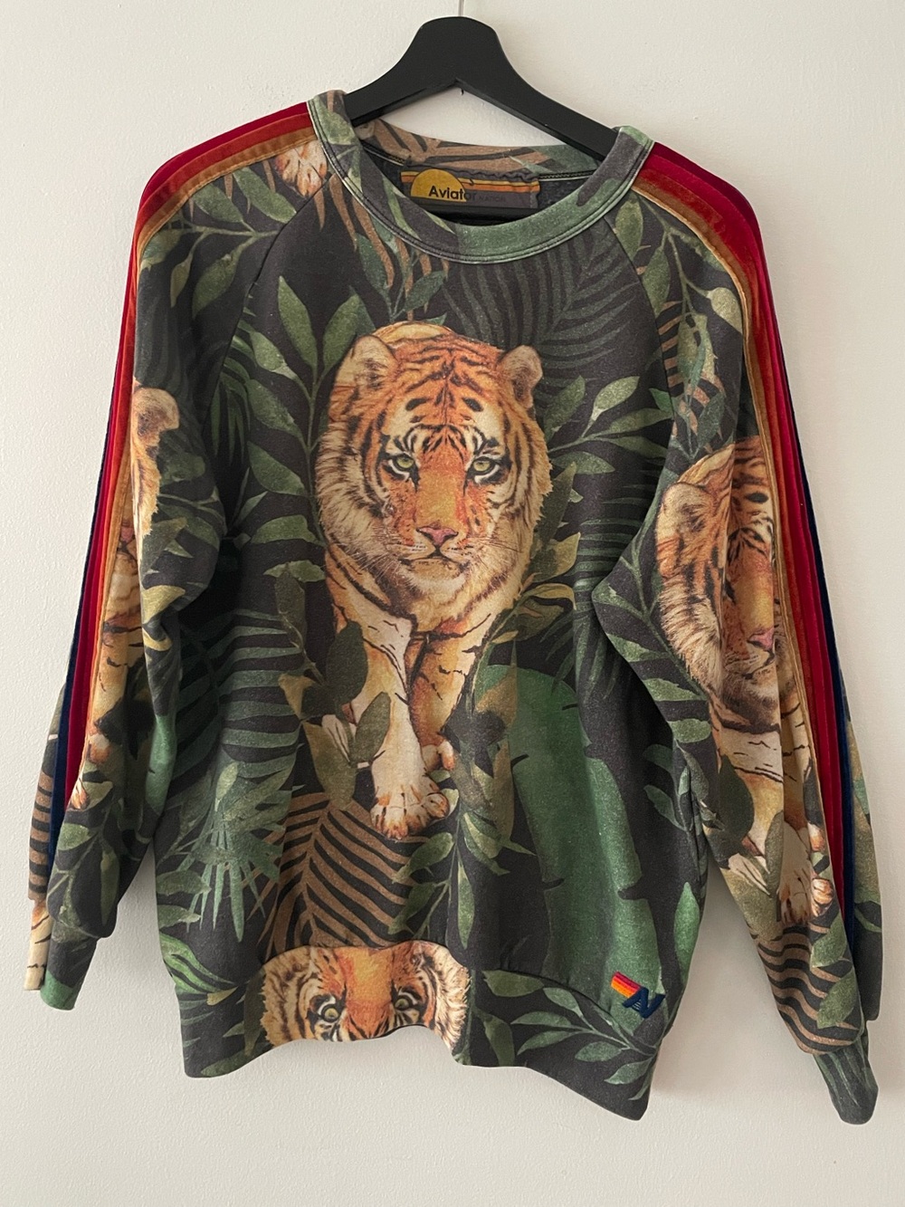 Aviator Nation Rare Tiger Print Pullover Sweatshirt Size S